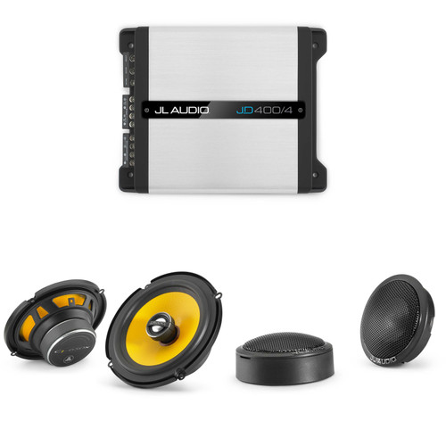 JL Audio JD400/4 4 Ch. Class D Full-Range Amp w/ C1 6.5" & 1" Tweeter Audio Upgrade Bundle