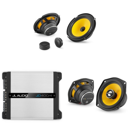 JL Audio JD400/4 4 Ch. Class D Full-Range Amp w/ C1 6.5" Comp. Set & 5.25" Audio Upgrade Bundle
