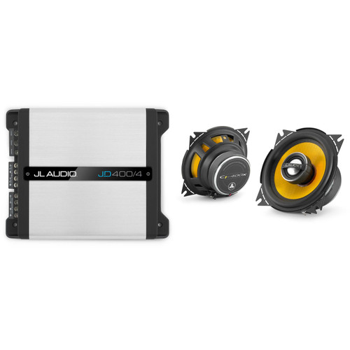 JL Audio JD400/4 4 Ch. Class D Full-Range Amp w/ C1 4" Audio Upgrade Bundle