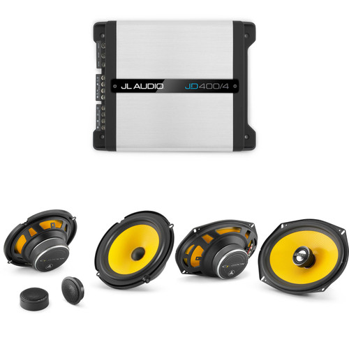 JL Audio JD400/4 4 Ch. Class D Full-Range Amp w/ C1 6.5" Comp. Set & 6x9" Audio Upgrade Bundle
