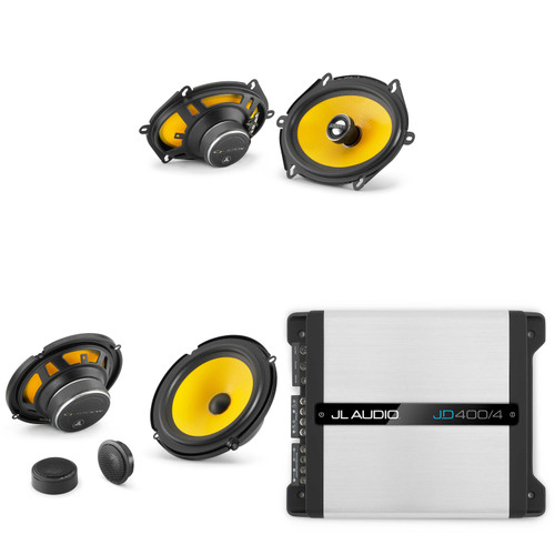JL Audio JD400/4 4 Ch. Class D Full-Range Amp w/ C1 6.5" Comp. Set & 5x7" Audio Upgrade Bundle