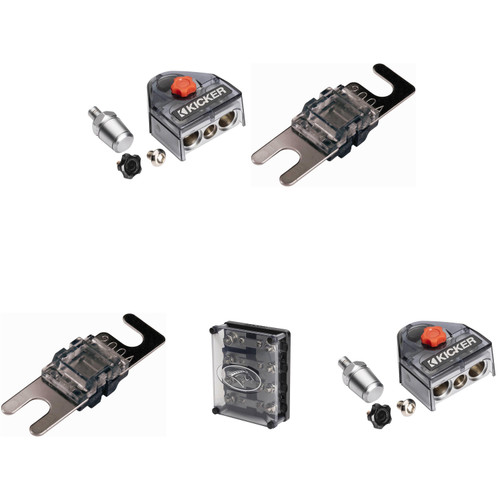 Kicker Warhorse (2) Battery Terminals & HPFD4 Fused Way Distribution Block w/ AFS (4) 200 Amp Fuse Bundle