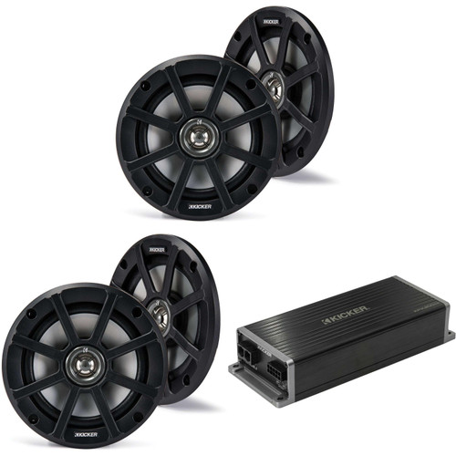 Kicker Marine KPX300.4 Powersports & Motorcycle Amp & (2) 6.5" Speakers (2 Ohm )