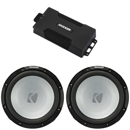 Kicker 48PXA6001 Weatherproof Powersport Mono Amp & (2) 12" 4 Ohm Marine Subwoofer