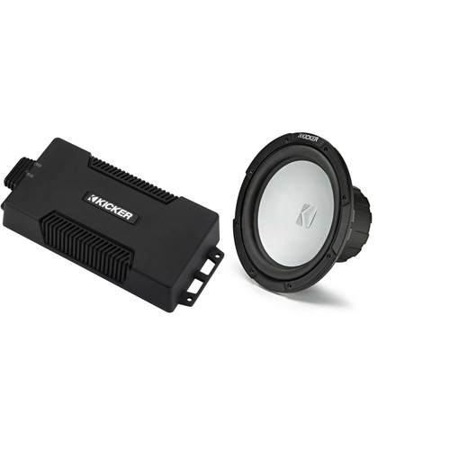 Kicker 48PXA6001 Weatherproof Powersport Mono Amp & 10" 4 Ohm Free-Air Marine Subwoofer