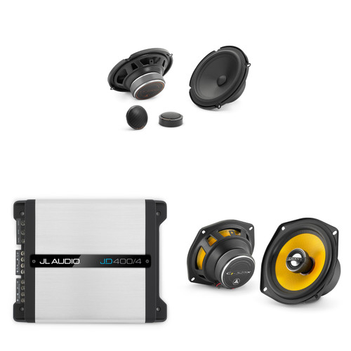 JL Audio JD400/4 4 Ch. Class D Full-Range Amp w/ C1 6.5" Silk Edition & 5.25" Audio Upgrade Bundle