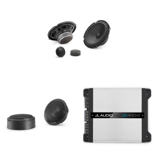 JL Audio JD400/4 4 Ch. Class D Full-Range Amp w/ C1 6.5" Silk Edition & 0.75" Tweeter Audio Upgrade Bundle