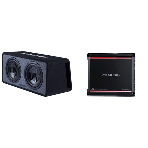 Memphis Audio PRXE12D1 Dual 12” Power Reference Series Loaded Enclosure 1-Ohm with SRX600.1V Mono 600 Watt Amplifier