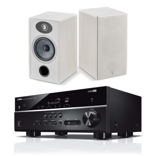 Focal Vestia No1 Bookshelf Speakers (Light Wood, Pair) & RX-V385 5.1 Channel 4K AV Receiver Bundle