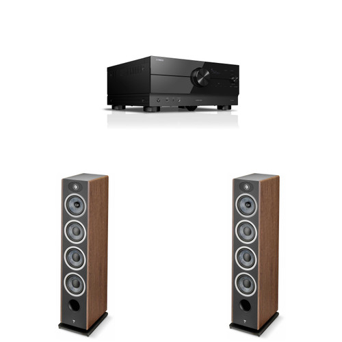 Focal Vestia No3 3-Way Floorstanding Speakers (Dark Wood) Pair with RX-A4ABL AV Receiver Bundle