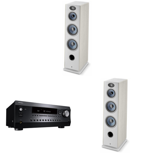 Focal Bundle: Vestia No4 Light Wood 3-Way Floorstanding Loudspeakers (2x) with DRX2.4 AV Receiver