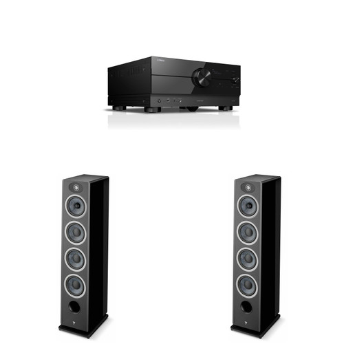 Focal Vestia No3 Black Floorstanding Speaker Pair with RX-A4ABL AV Receiver Bundle