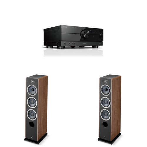 Focal Vestia No2 Dark Wood Floorstanding Speakers (Pair) with RX-A2ABL AV Receiver Bundle