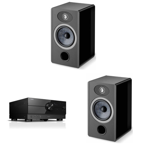 Focal Vestia No1 Black Bookshelf Speakers, Pair, with RX-A4ABL 7.2-Channel AV Receiver Bundle