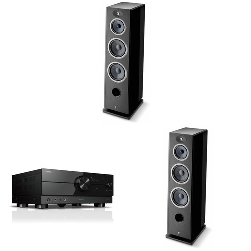 Focal Vestia No4 Floorstanding Speakers Black (2x) with RX-A2ABL AV Receiver Bundle