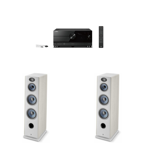 Focal Bundle: Vestia No4 Light Wood Floorstanding Speakers (2x) + AV Receiver RX-A8ABL