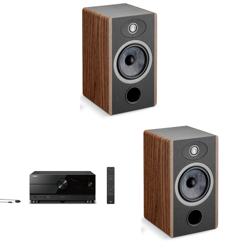 Focal Vestia No1 Bookshelf Speakers, Pair, Dark Wood with AV Receiver (RX-A8ABL) Bundle