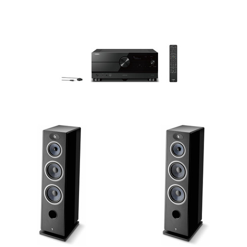 Focal Vestia No4 Black 3-Way Floorstanding Loudspeakers Pair with RX-A8ABL AV Receiver Bundle