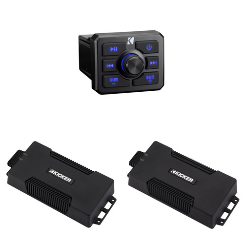 Kicker 51KBTR Powersport Bluetooth Receiver w/ 48PXA6001 & 48PXA4004  Amplifier