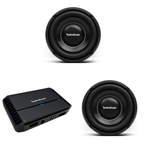 Rockford Fosgate T1S2-10P Power 10" T1 Slim 2Ω SVC Subwoofer for Ported Enclosures and a P1000X1BD Punch Series 1000 W Mono Amplifier