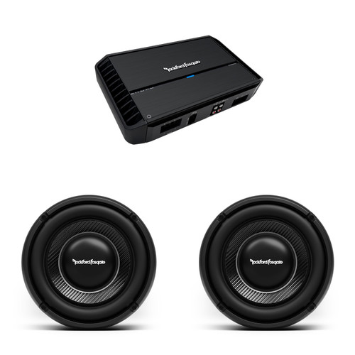 Rockford T1S2-10S Power 10" T1 Slim 2Ω SVC Subwoofer for Sealed Enclosures and a P1000X1BD Punch Series 1000 W Mono Amplifier