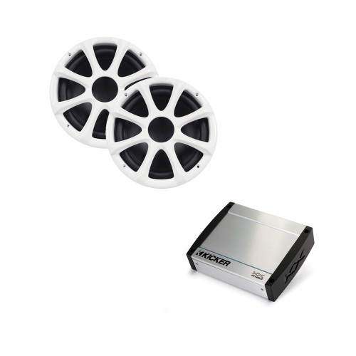 Kicker Marine Bundle with 40KXM4002 Amplifier + (2)11KM104W Subwoofers