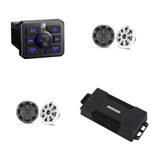 Kicker Power Sports Bundle, 51KBTR Bluetooth Source, 48PXA4004 Amp & (2) 45KM654 Speakers