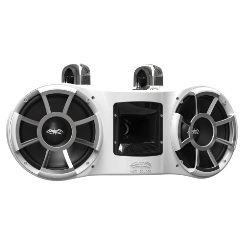 Wet Sounds REV 410 W-FC SS V2 - White REV410 - Revolution Series White Dual 10” Tower Speakers, Pair with Stainless Steel Fixed Clamps