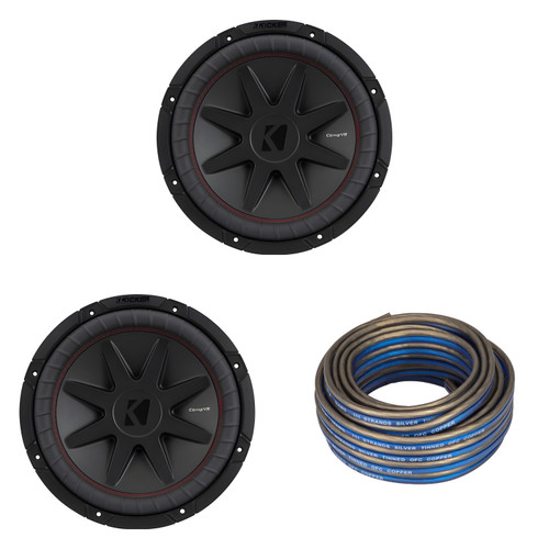 Kicker (2) 52CompVR Kicker 52CVR12 CompVR 12-Inch (300mm) Subwoofer, 2-Ohm DVC w/ Speaker Wire Bundle
