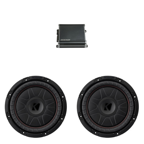 Kicker 10 Inch CVT Thin Woofer Includes Two 52CVT104 Package with 46CXA8001 Amplifier
