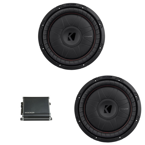 Kicker 12 Inch CVT Thin Woofer Includes Two 52CVT124 Package with 46CXA8001 Amplifier