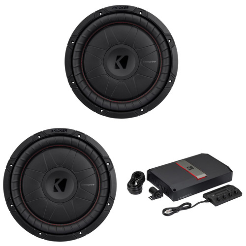 Kicker 12 Inch CVT Thin Woofer Includes (2) 52CVT122 Package with 51LX12005 Amplifier