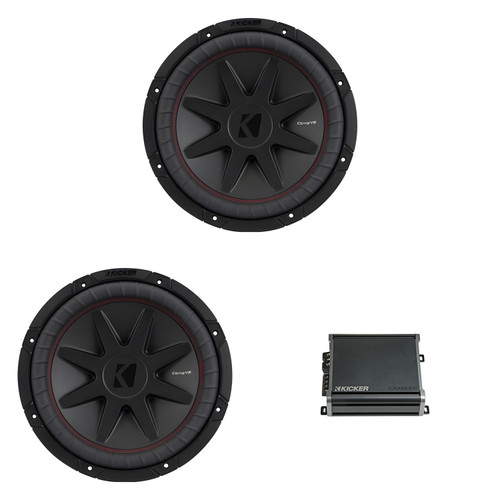 Kicker 12 Inch CVR Woofer Includes Two 52CVR122 Package with 46CXA8001 Amplifier