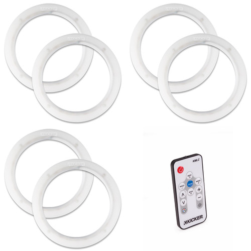 Kicker (3) 50KLSR65 6.5" Weather Proof Led Lighted Speaker Rings, 6 Total Rings & LED Remote Bundle