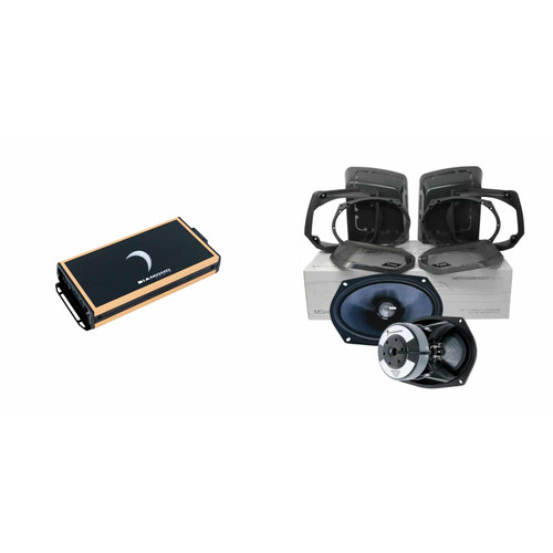 Diamond Audio MICRO82U MICROBU 2 Ch 600W Amplifier with MS694CX2LK13 MOTORSPORT ‘98-’13 HD CUT IN SPEAKER LID KIT WITH Speakers