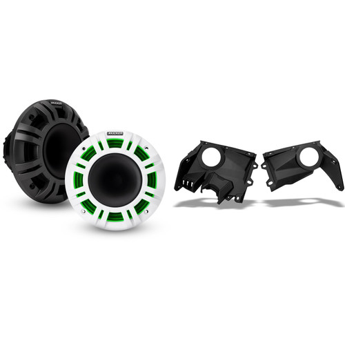 Kicker 48KMXL65 6.5" Horn-Loaded Marine Speakers Bundled with Speaker Panels Compatible with 2017-2025 CanAm Maverick X3 Vehicles