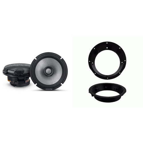 Alpine R2 6.5" with Adaptors Compatible With 98-13 Harley  with Batwing Fairing