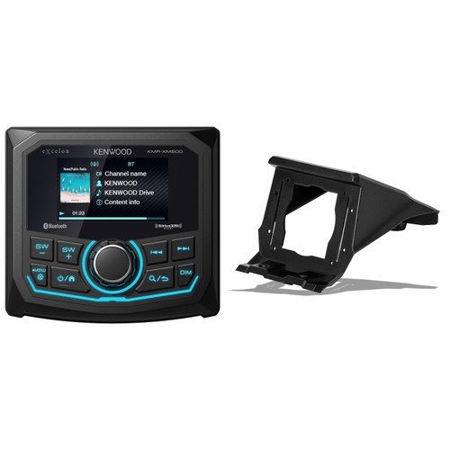 Kenwood KMR-XM500 eXcelon Motorsports 3" Gauge Mount Receiver, Bluetooth 5.0 FM & Weatherband Tuner, USB with Radio Dash Kit for 17-21 Maverick X3