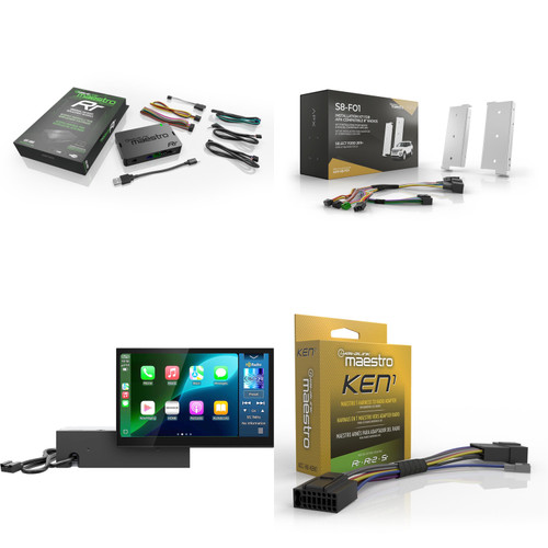 Kenwood DAX8000S Direct Replacement Solution- Factory Fit 8" High resolution screen and modular box/brain with Install Kit, Basic Adaptors, & Harnesses compatible with 15-23 Mustang