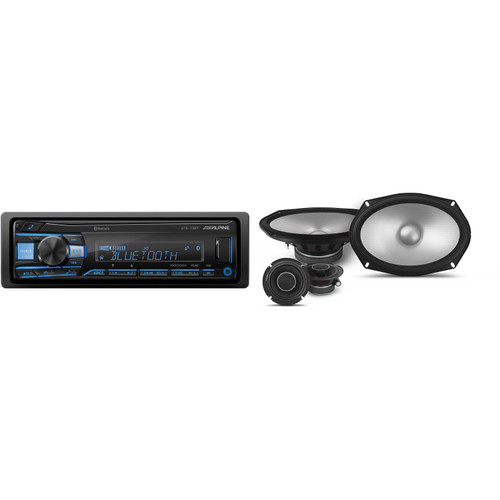 Alpine UTE-73BT Mech-less Digital Bluetooth Media Receiver with 1 Pair Alpine S2-S69C Type S 6x9" Component Speakers - Used Open Box