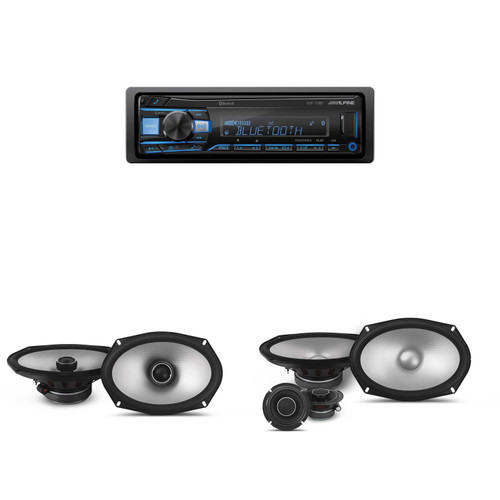 Alpine UTE-73BT Mech-less Digital Bluetooth Media Receiver with 1 Pair Alpine S2-S65C Type S 6.5" Component Speakers and 1 Pair S2-S69C Type S 6x9" Component Speakers - Used Open Box