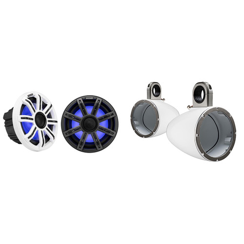 Kicker Premium Marine 8" 51MSC8 With 43KMTES8W White Enclosures UTV / Wake Boarding