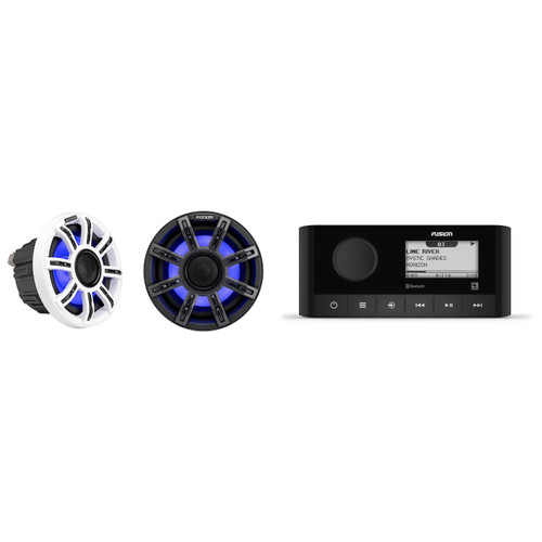 Fusion MS-RA60 Marine Stereo With Wireless Connectivity w/ 51MSC654 - MSC 6.5-Inch Premium Marine 4-Ohm LED Coaxial System, Pair