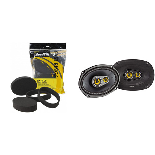 Kicker CSC 6x9" 3-Way Coaxial with RKFR69 Foam Fast Ring Speaker Enhancement Kit