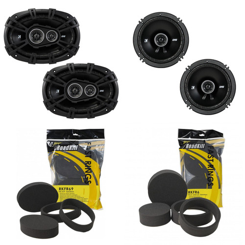 Kicker DSC 6.5" & 6x9" 3-Way Coaxial with RKFR Foam Fast Ring Speaker Enhancement Kit