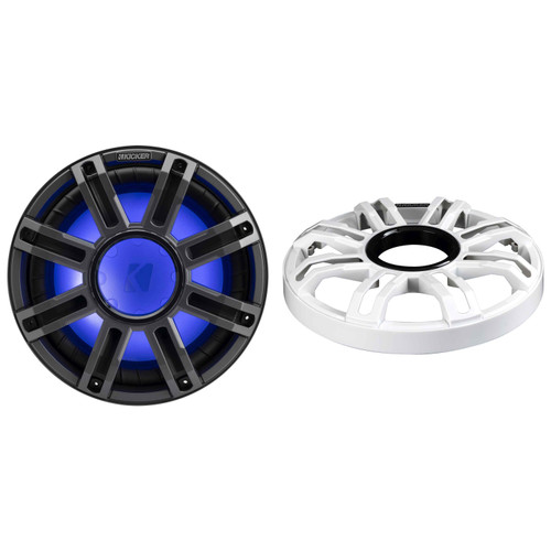 Kicker 51MWF124 - MWF 12-Inch Premium Marine Subwoofer (free-air) 4-ohm and 51MWG12W White Grill Bundle