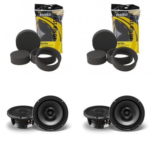Alpine ( 2 Pair ) HDZ Status 6.5" Coaxial with RKFR Foam Fast Ring Speaker Enhancement Kit
