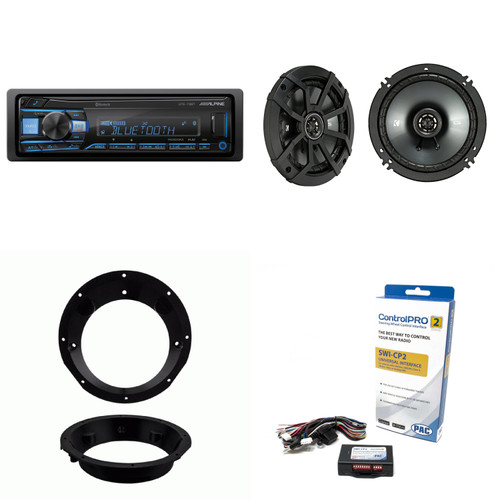 Alpine UTE-73BT Bluetooth Receiver & Handle Bar Control Interface compatible with Harley 1998-2013 & CSC 6.5" Speakers