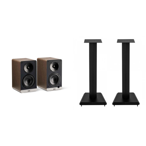 ELAC LS10-B SPEAKER STANDS And DEBUT ConneX BOOKSHELVES-WALNUT