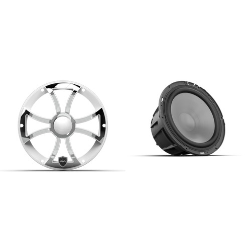 Wet Sounds REVO 8 FA S4 V3 - REVO Series 8" Free Air 4 Ohm V3 Subwoofer and Wet Sounds REVO 8 FA XS-W-SS GRILLE V3 - White & Stainless XS Style Grille for REVO 8 Subwoofers